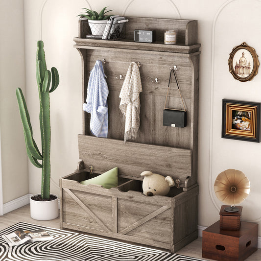 Chic Entryway Hall Tree with Storage Bench and Hooks