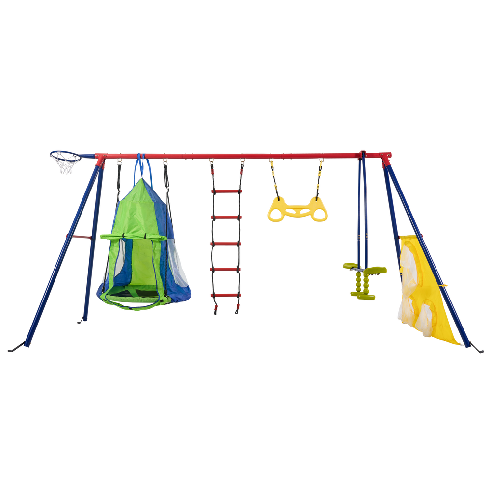 Rainbow Fun Swing Set: Safe Outdoor Adventures for Kids!