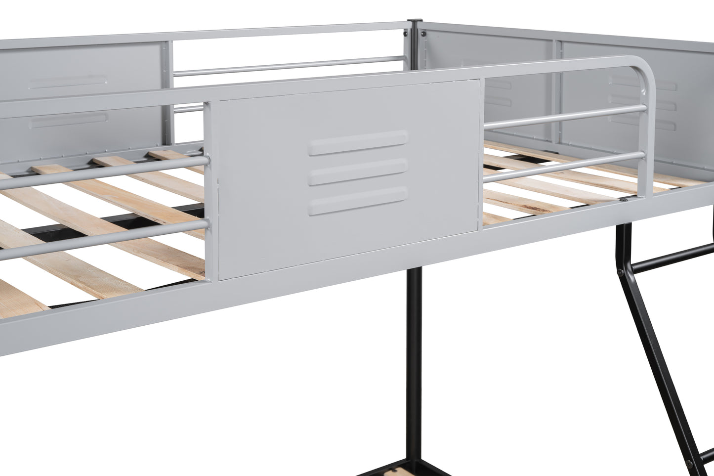 Sturdy Metal Bunk Bed with Safety Guardrails