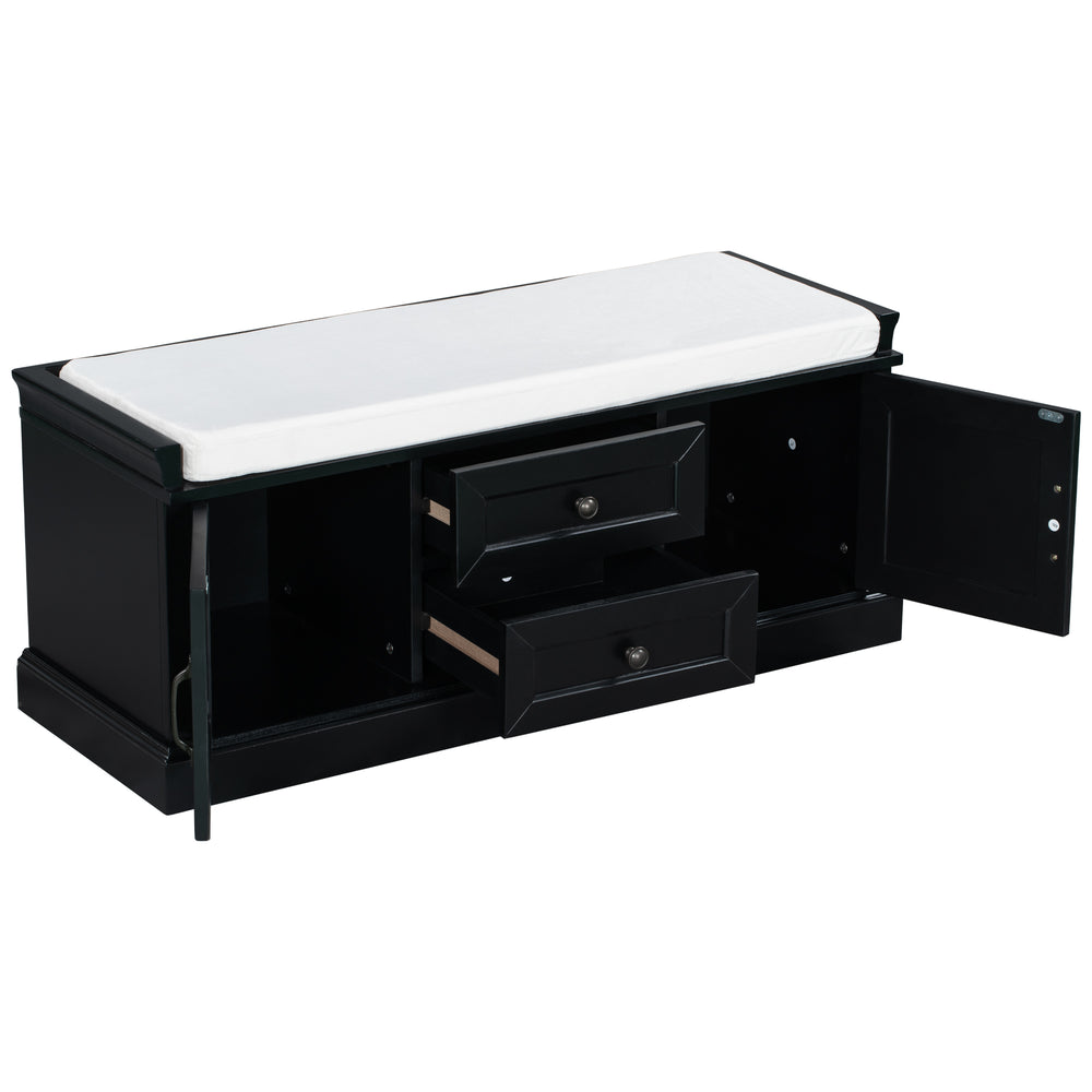 Stylish Storage Bench with Cushioned Top and Dual Drawers