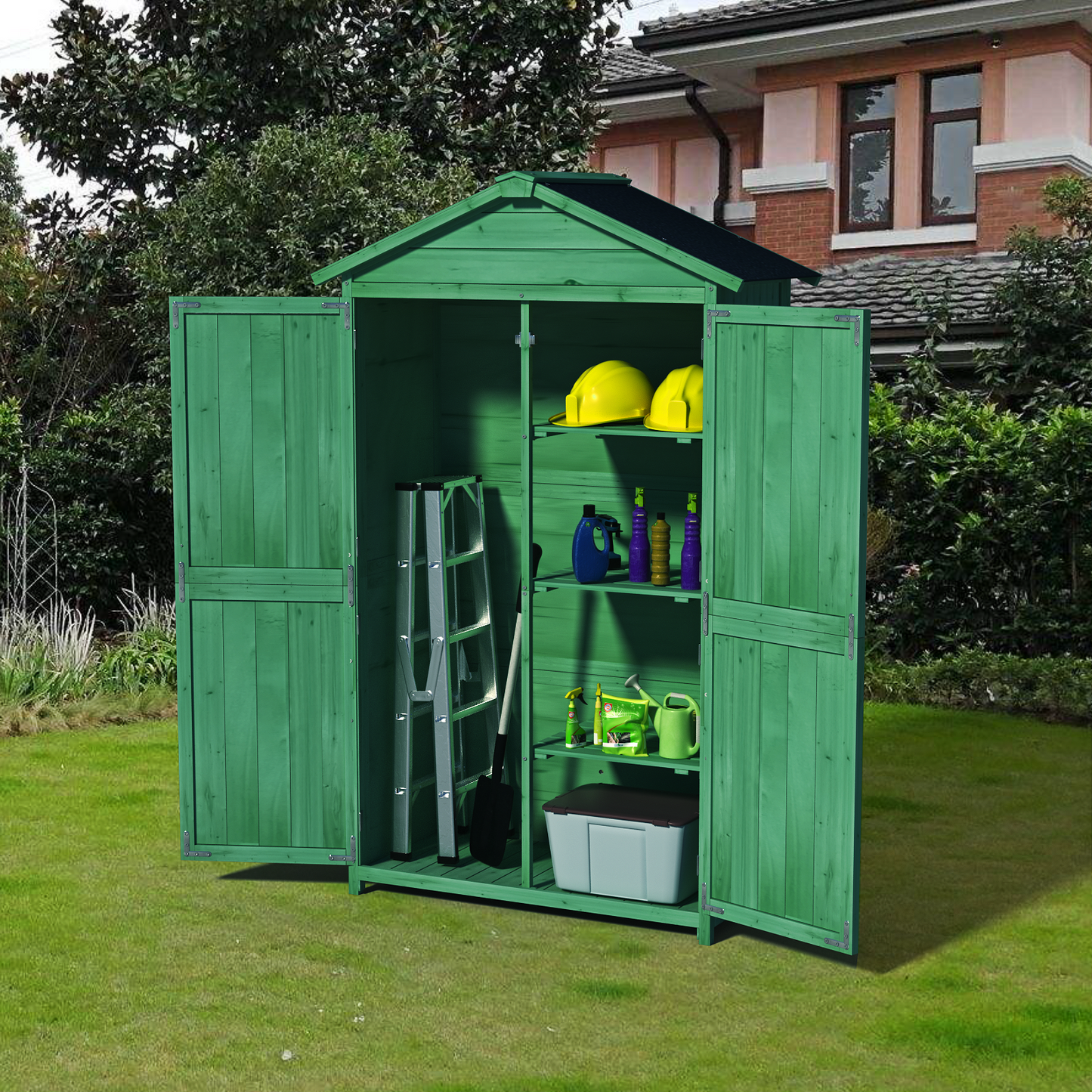 Garden Haven Wood Shed – Stylish Storage for Tools & More!