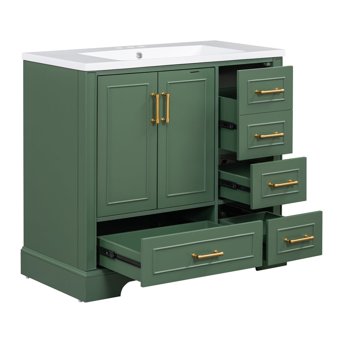 Charming Green Bathroom Vanity Set with Resin Sink