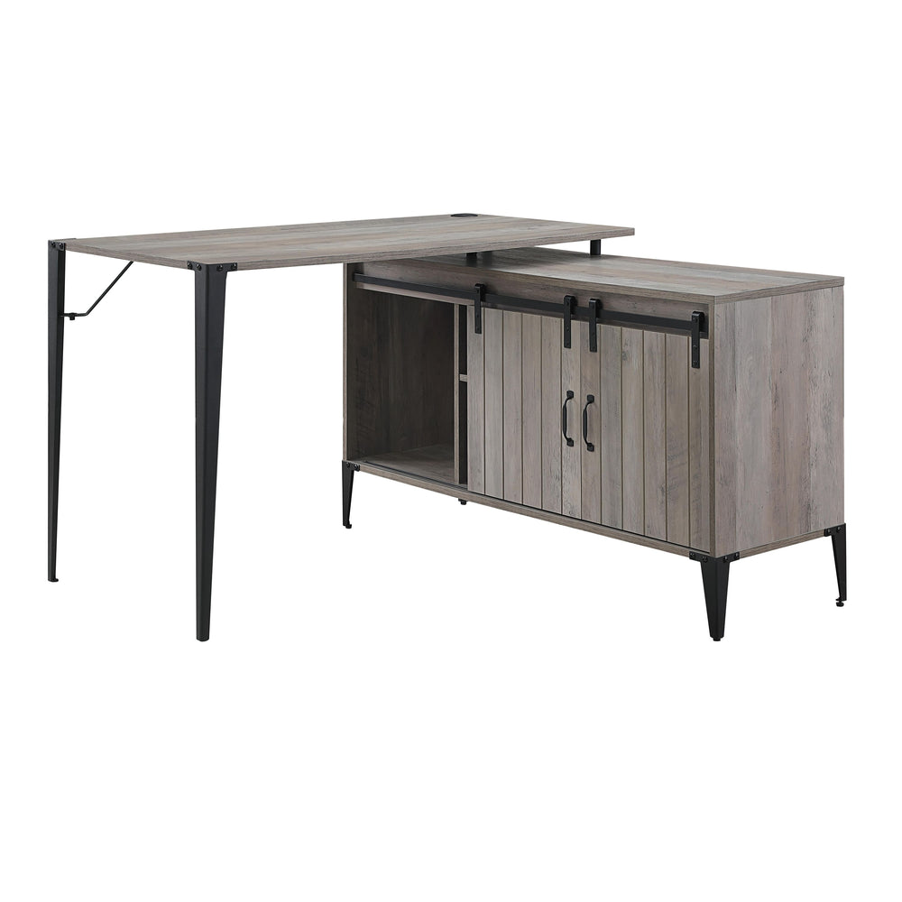 Chic Zakwani Writing Desk in Gray Oak & Black