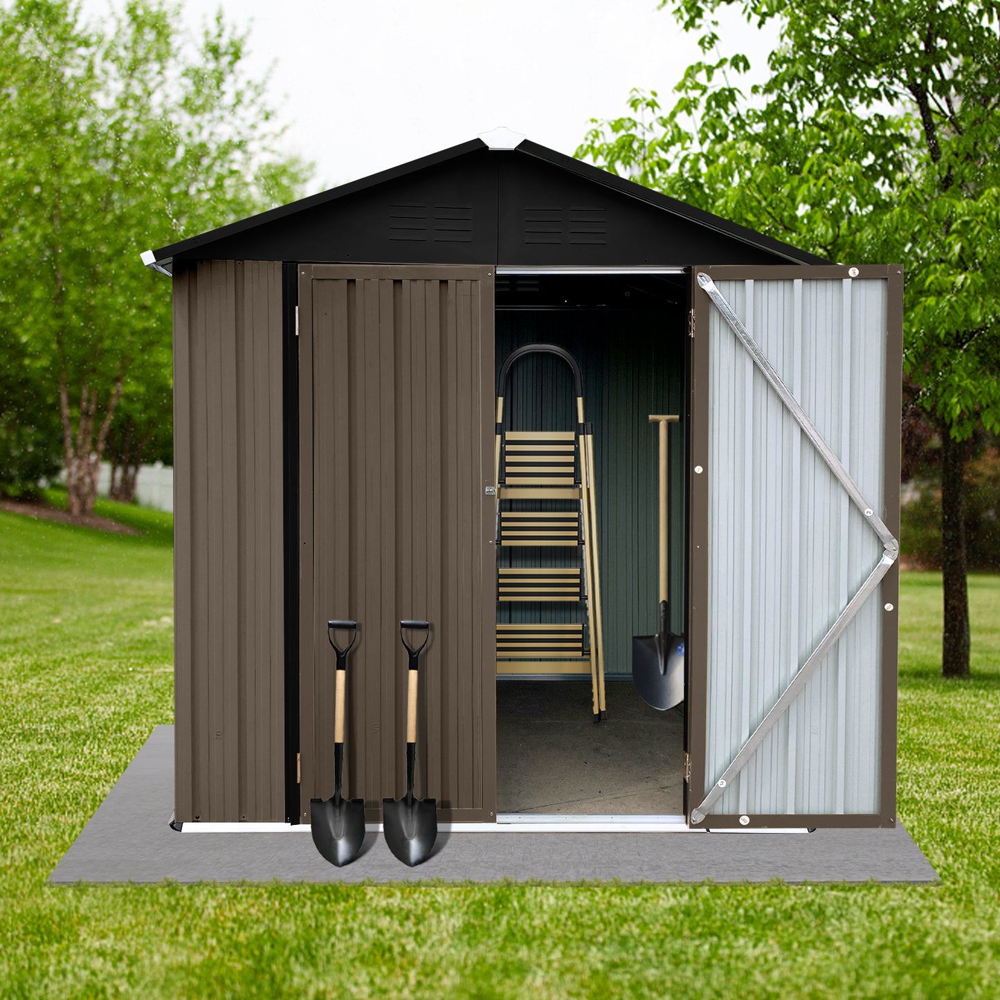 Sleek Brown & Black Apex Storage Shed