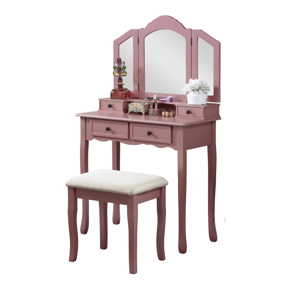 Rose Gold Vanity Set with Stool