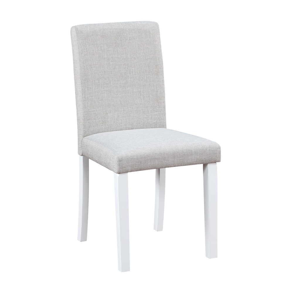 Chic White Dining Set with Upholstered Chairs