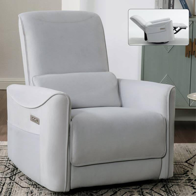 Cozy Beige Power Recliner with USB Charging