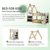 Cozy Twin House Bunk Bed with Storage Steps & 2 Fun Blackboards