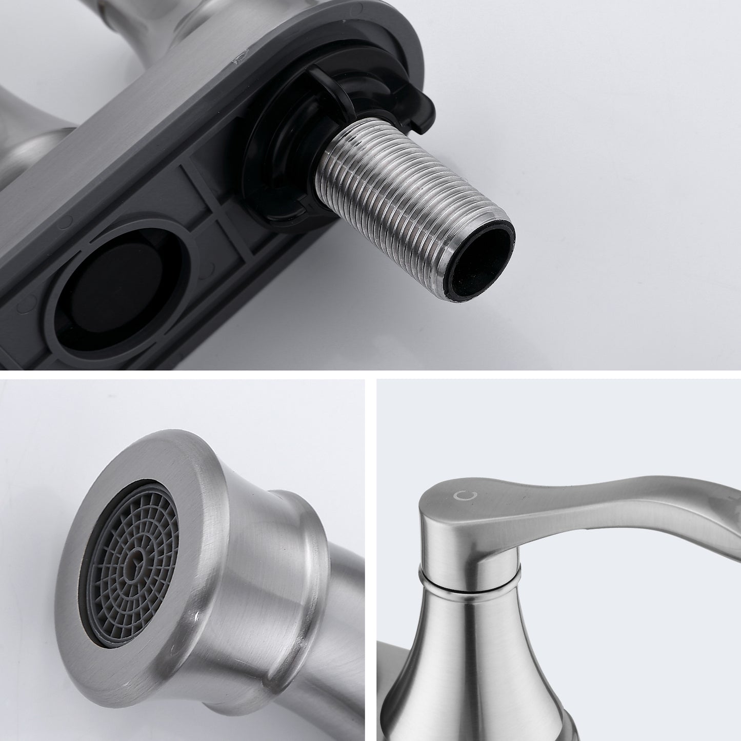 Swivel Brushed Nickel Bathroom Faucet with Pop-Up Drain