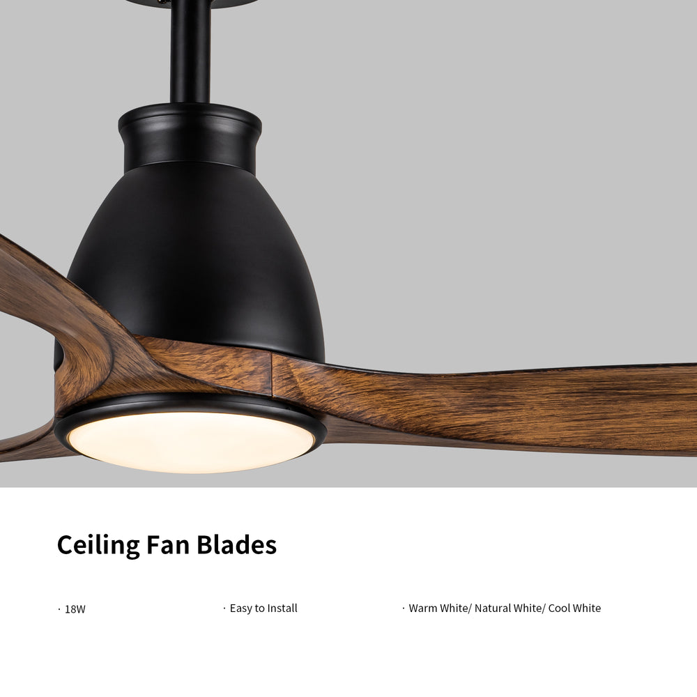 Sleek Black Ceiling Fan with LED Glow