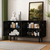 Sleek Black Sideboard with Stylish Curved Doors and Silver Handles