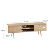 Chic Rattan TV Stand with Sliding Doors