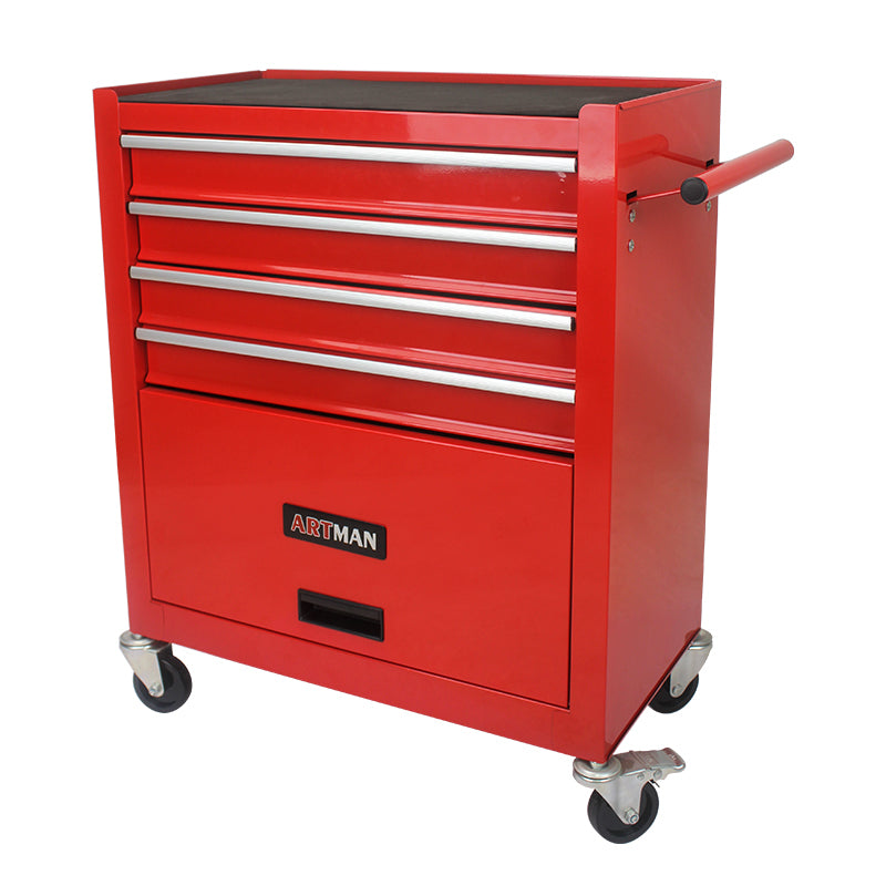 Rolling Red Tool Cart with Four Drawers