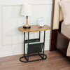 Chic Acacia Oval Side Tables with Magazine Storage