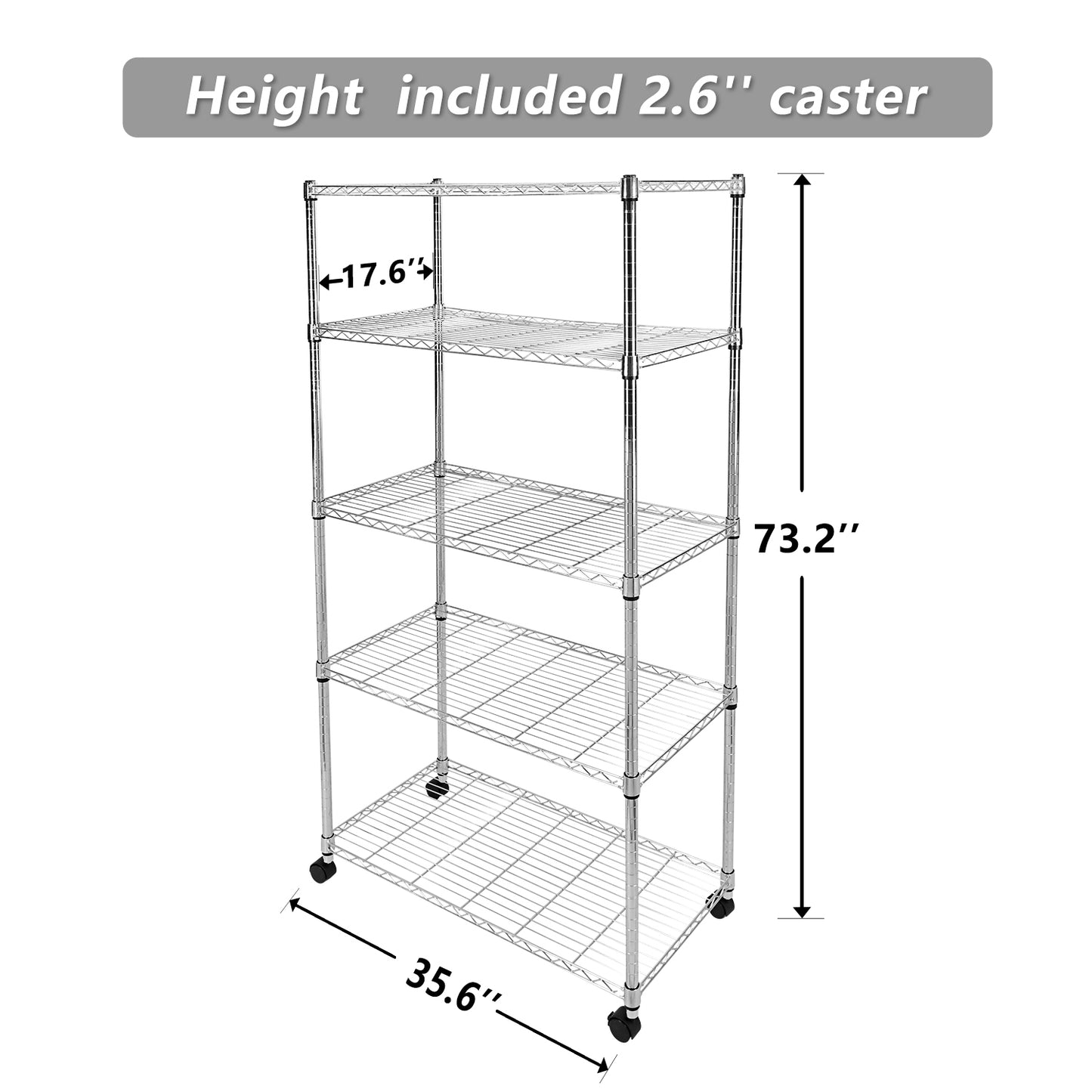 Sturdy Chrome 5-Shelf Storage Rack