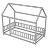 Cozy House-Style Twin Bed with Guardrails in Grey