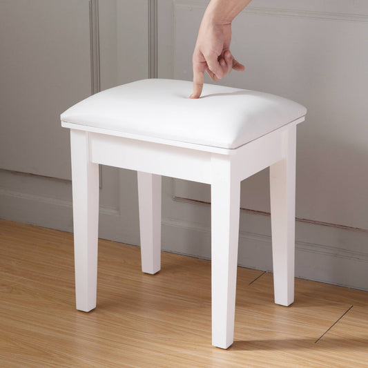 Chic White Makeup Stool with Cushion