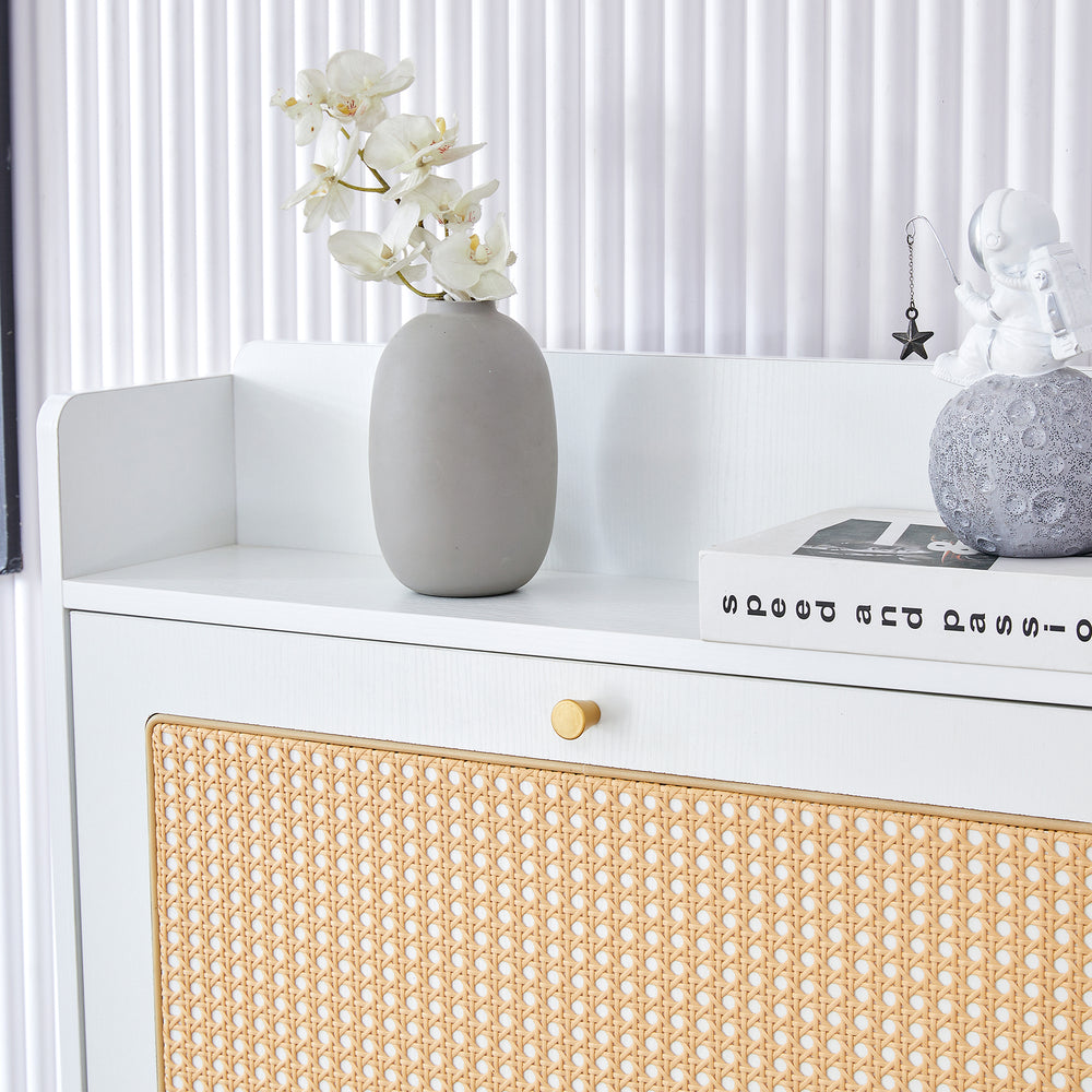 Chic Rattan Shoe & Storage Cabinet