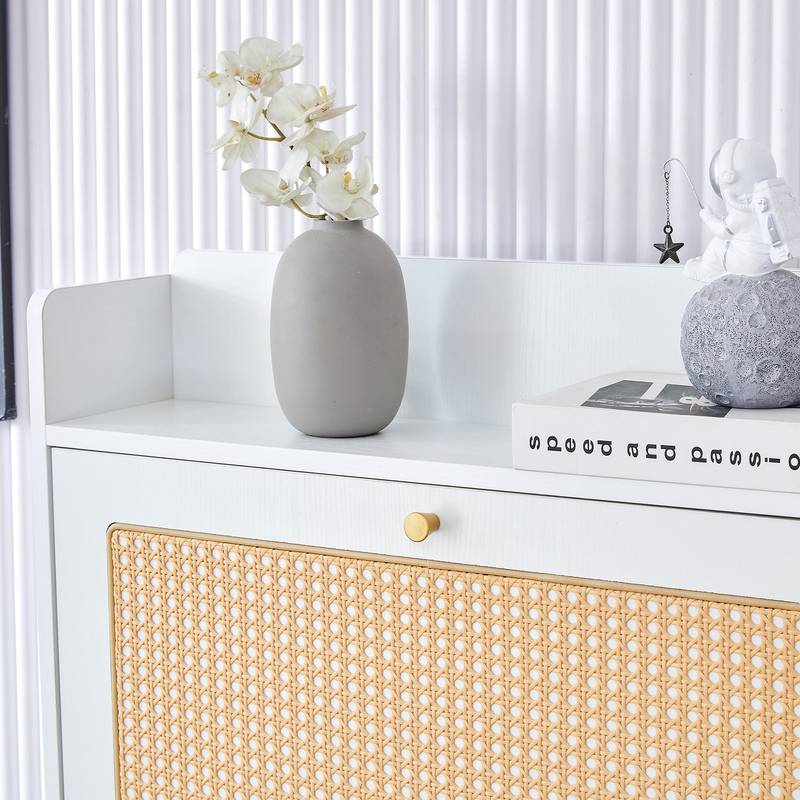 Chic Rattan Shoe & Storage Cabinet