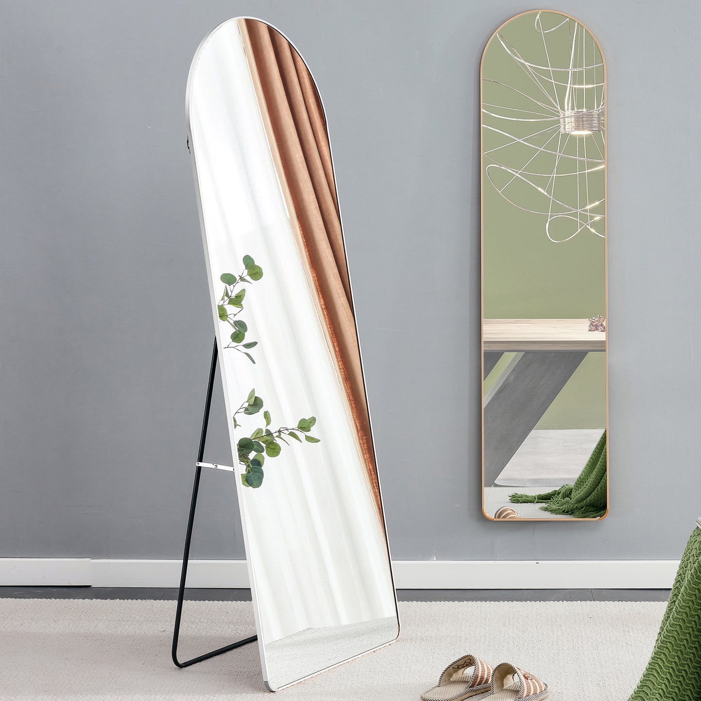 Sleek Silver Arch Wall Mirror