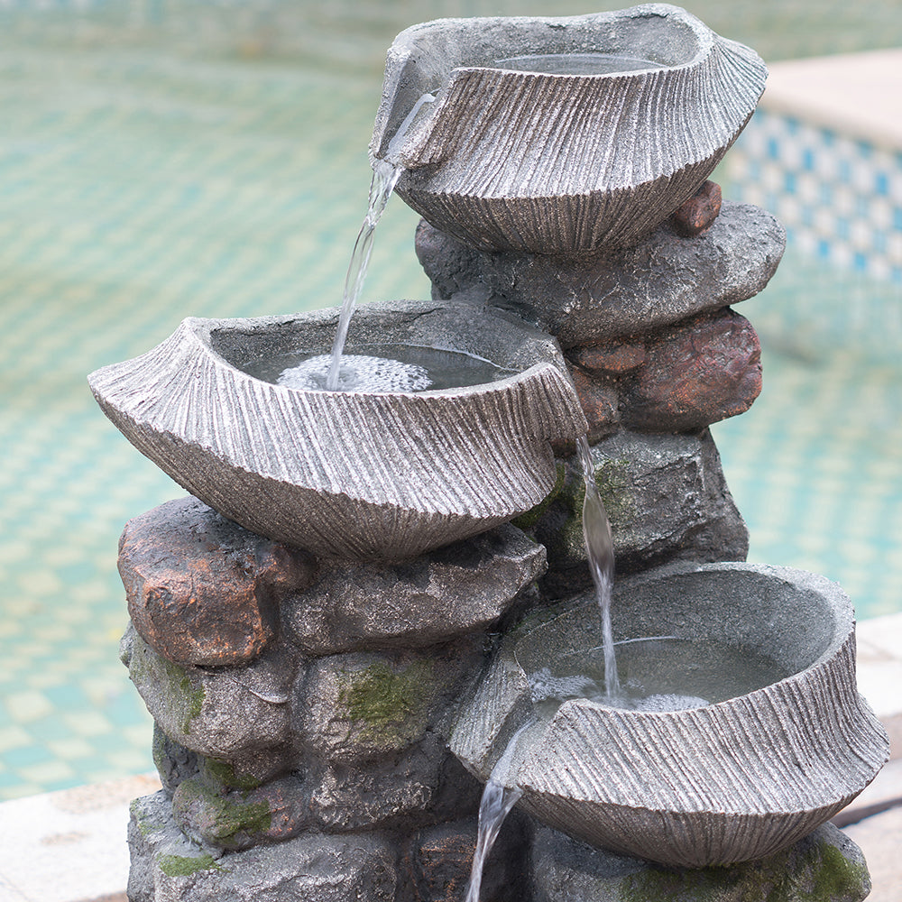 Serene Stone Cascade Fountain with LED Lights