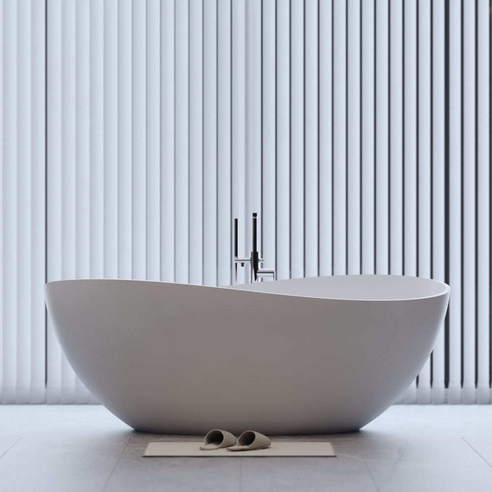 Elegant Soaking Tub - Freestanding Matte White Bliss