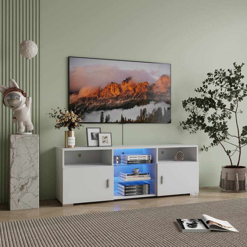 LED Modern TV Stand with Drawer and Media Console
