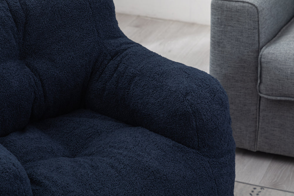 Cozy Teddy Bean Bag Chair in Dark Blue