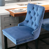 Chic Velvet Barstools with Button Tufting - Set of Two (Blue)