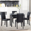 Chic Black Wooden Dining Set with Plush Chairs