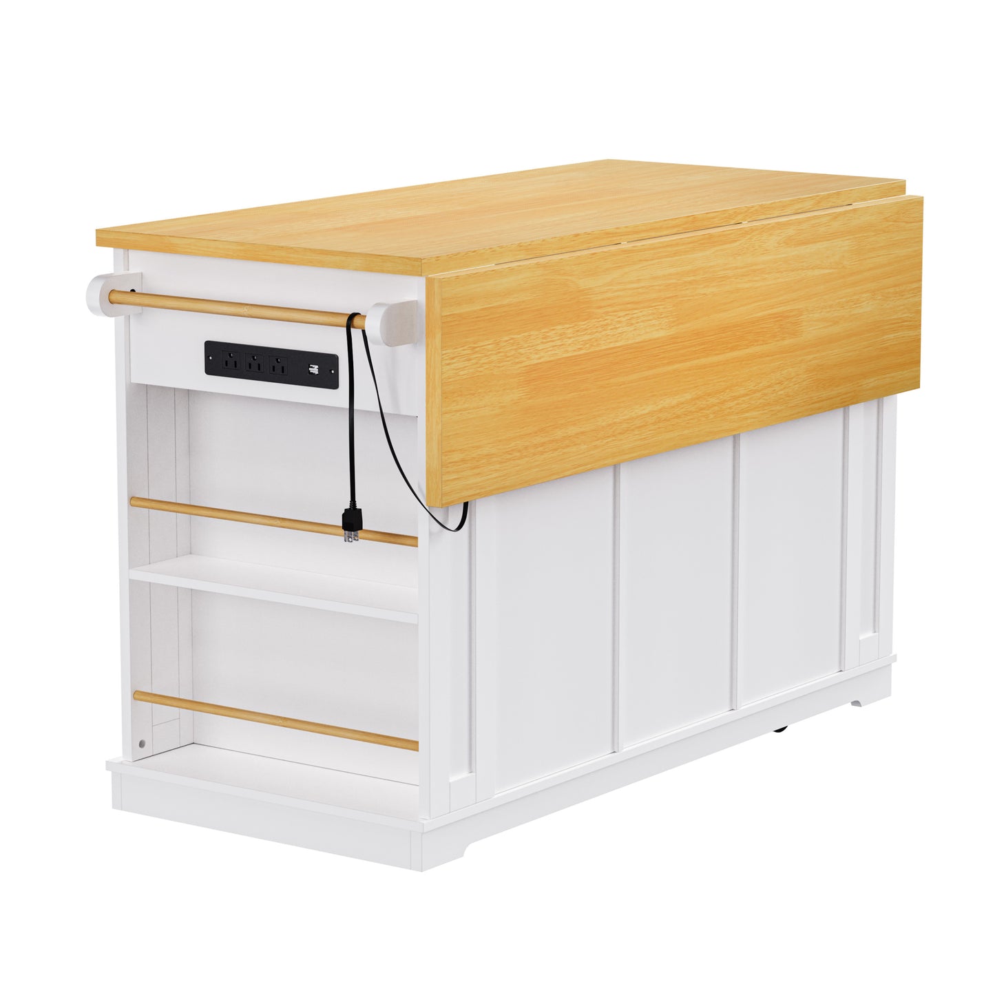 Versatile Kitchen Island on Wheels with Drop Leaf and Power Outlet