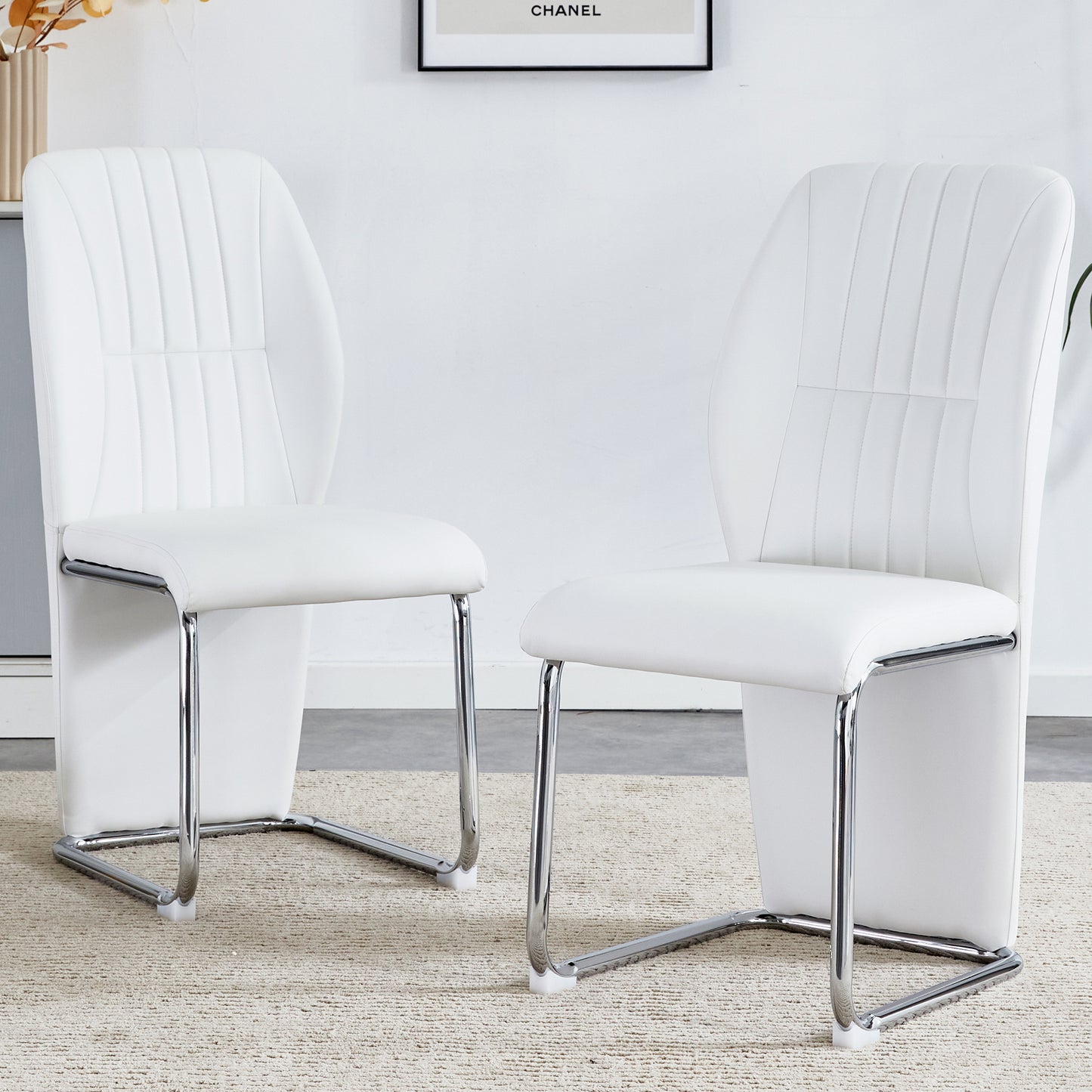 Chic White Dining Chair Set