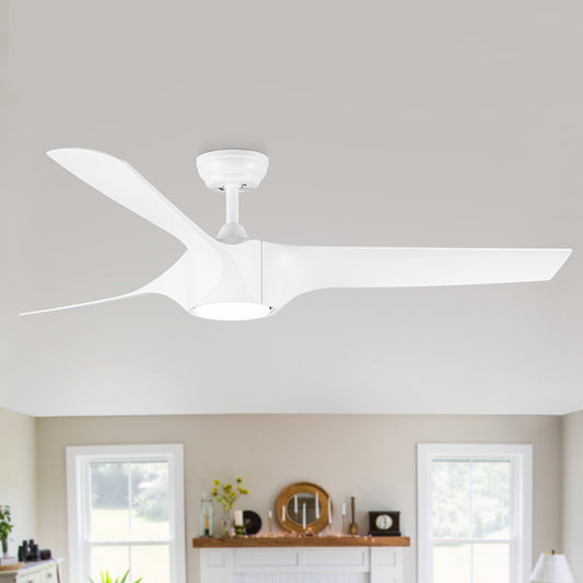 Sleek LED Ceiling Fan with White Blades