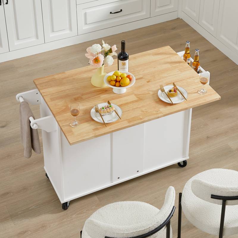 Versatile Rolling Kitchen Island with Drop Leaf и Storage Solutions
