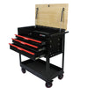 Rolling Tool Cart with Wooden Top and Storage Drawers