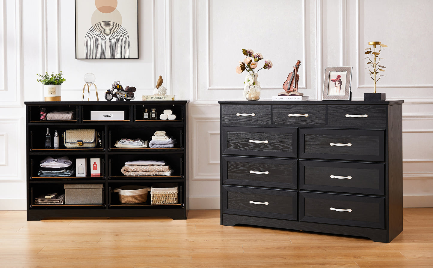 Charming Black 9-Drawer Dresser for Kids & Living Spaces