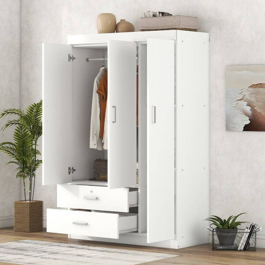 Chic White Wardrobe with Drawers