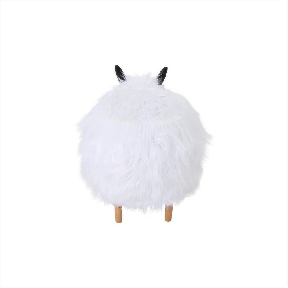 Cozy White Yak Ottoman – Fun Foot Stool for Every Space!