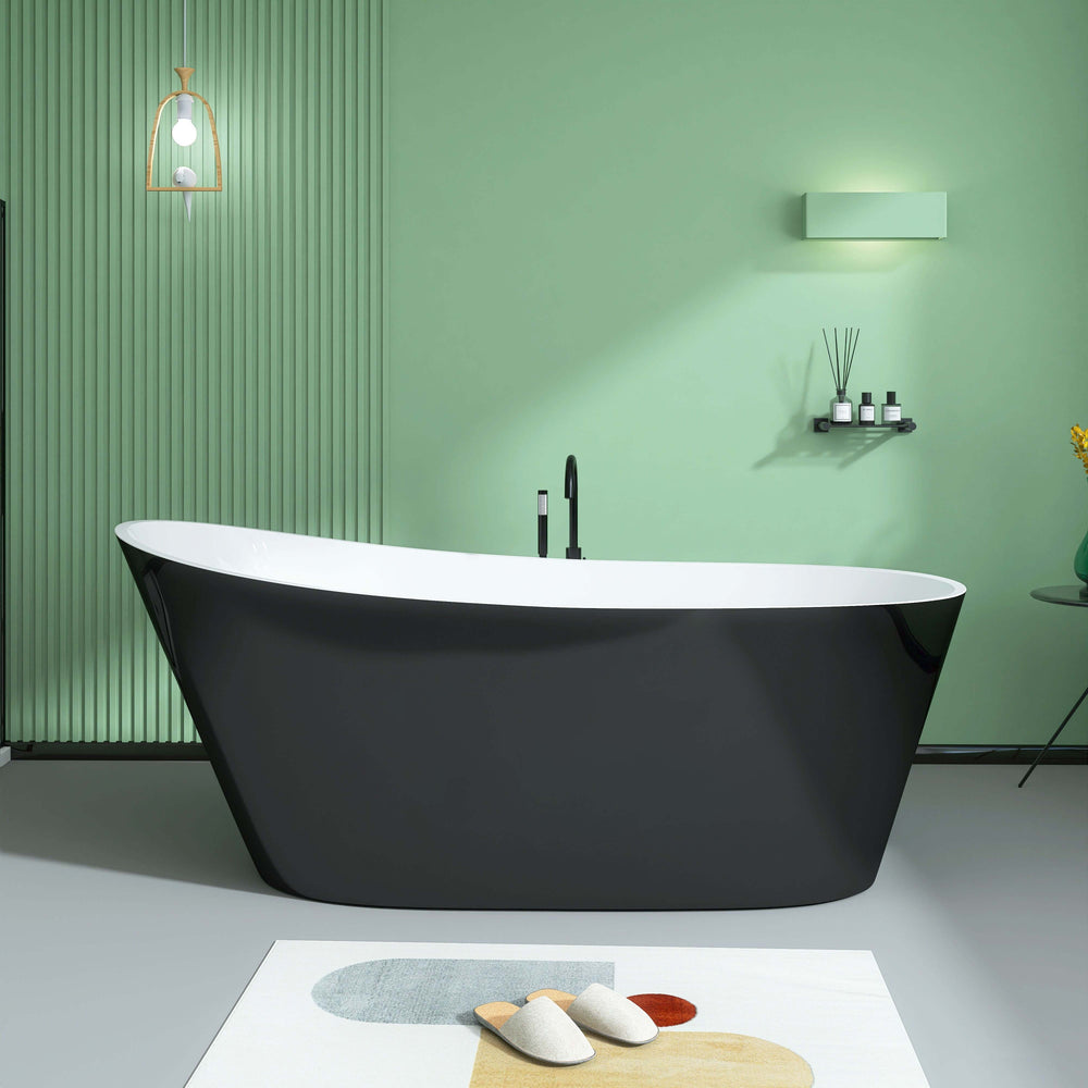 Sleek Oval Soak Tub - Stylish Adjustable Freestanding Bathtub with Easy Drain