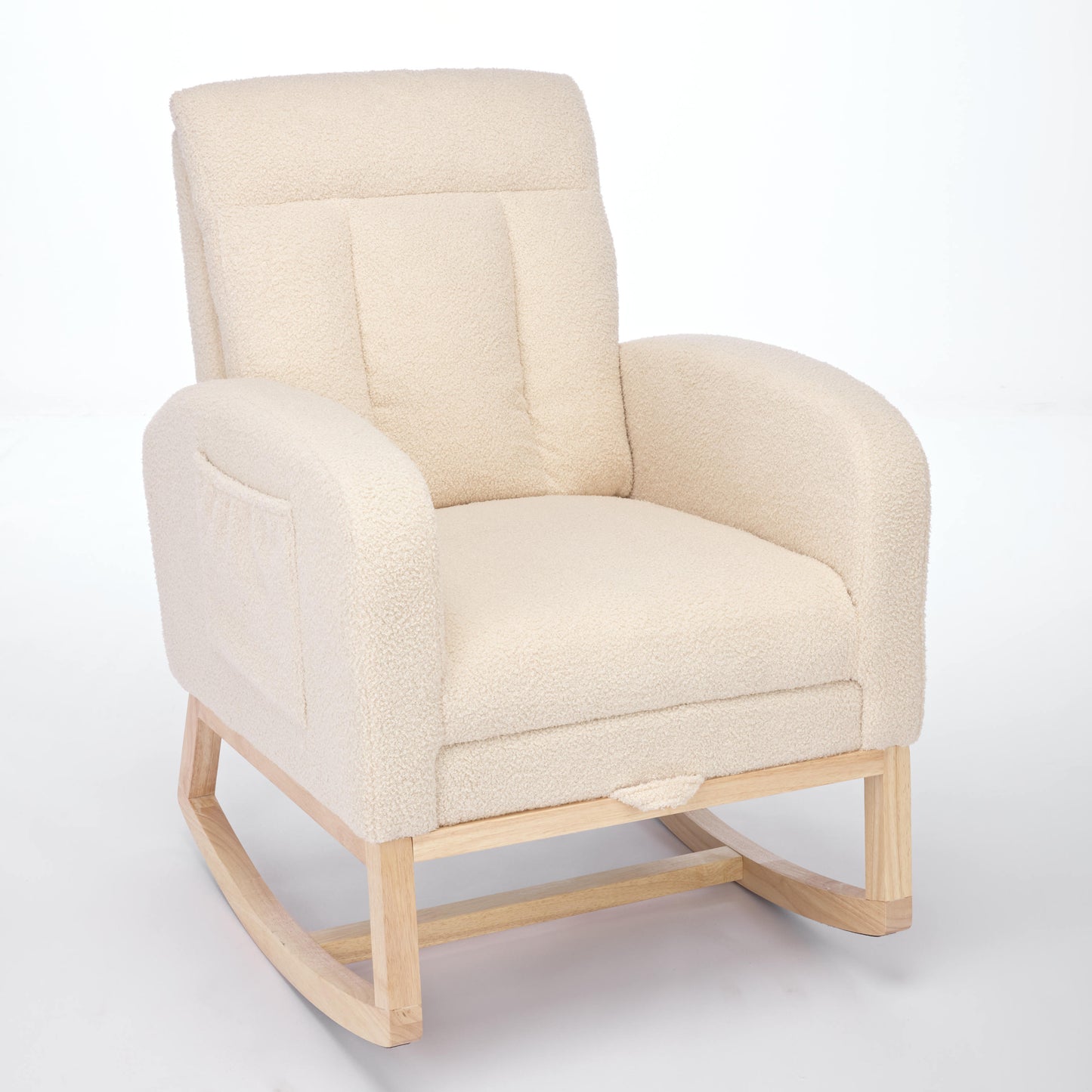 Cozy Rocking Chair with Wood Legs & Adjustable Footrest