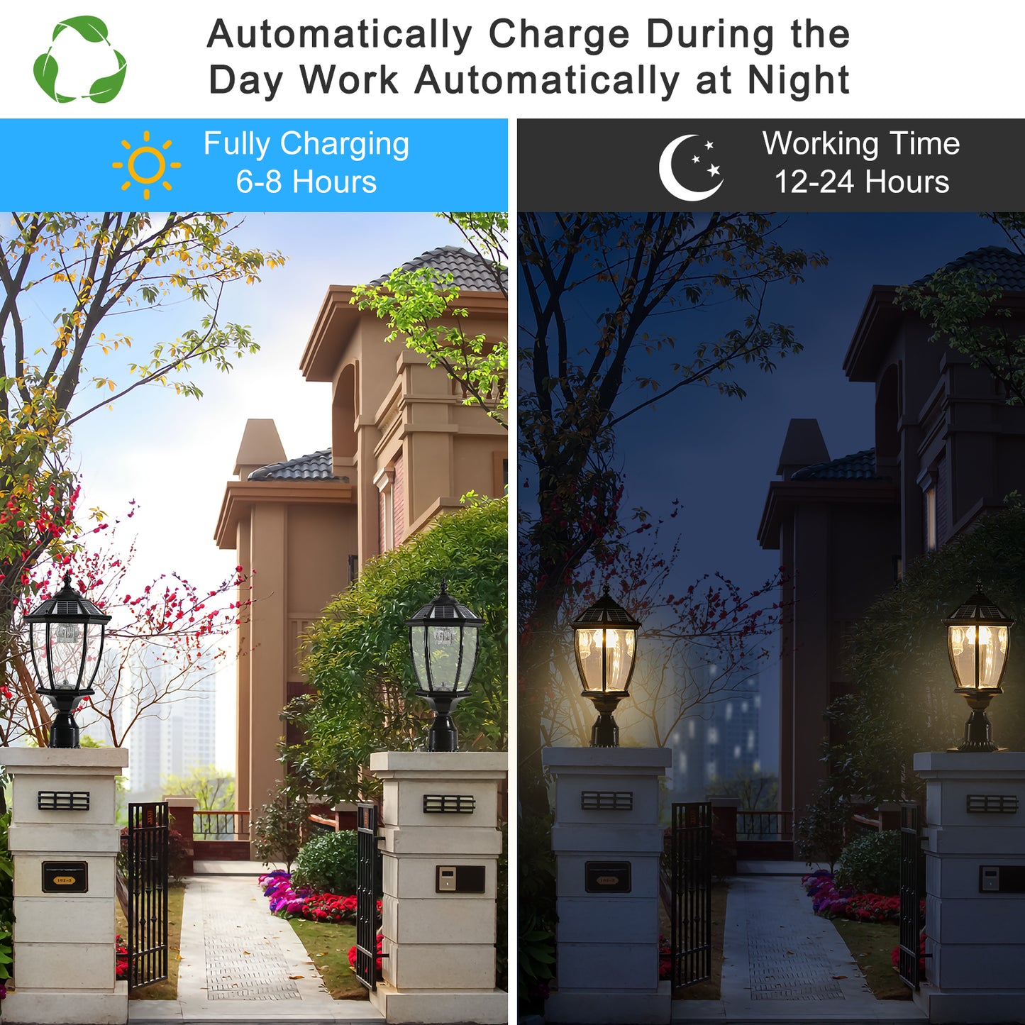 Dimmable Solar Column Lights - Double the Glow!