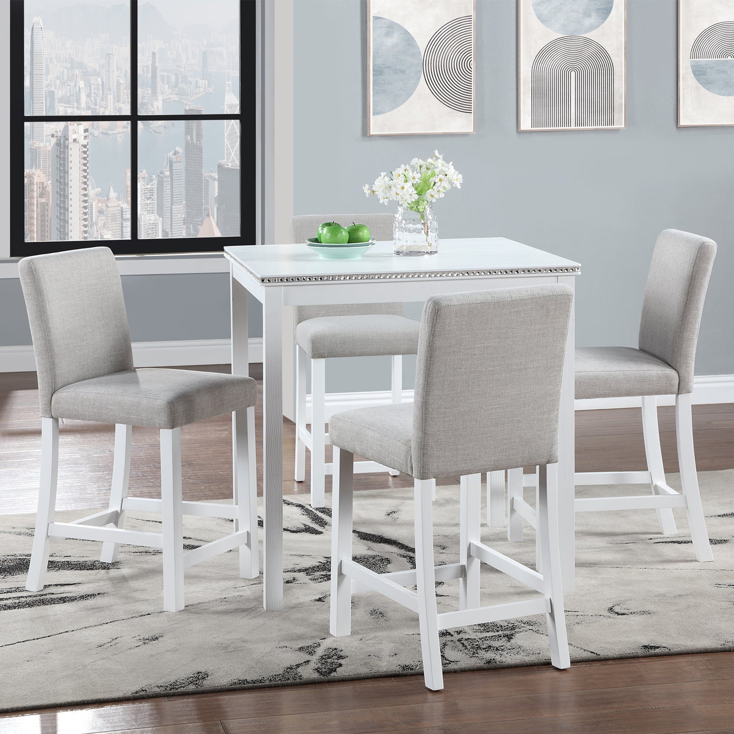 Chic White Counter Height Dining Set