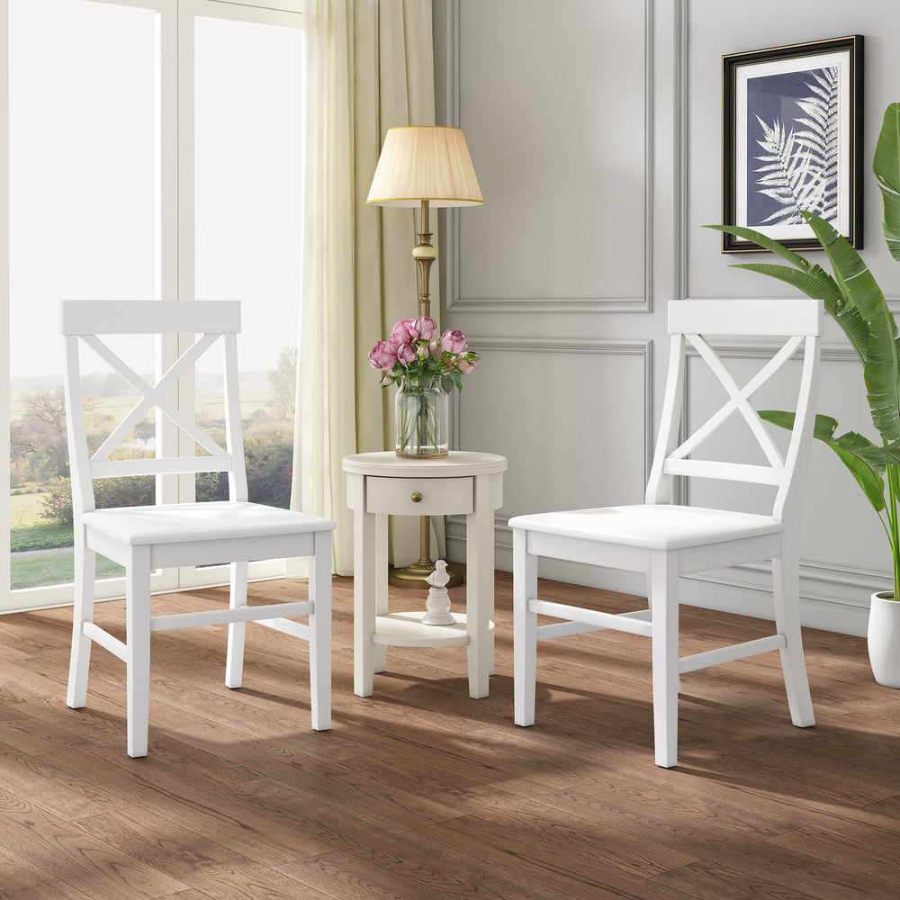 Charming Acacia Wood Dining Chairs - White Set