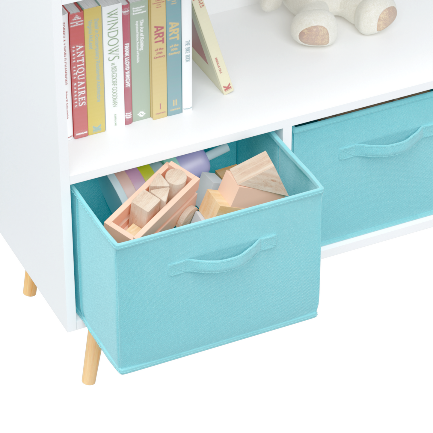 Cozy Cubby Kids Bookcase with Fun Fabric Drawers