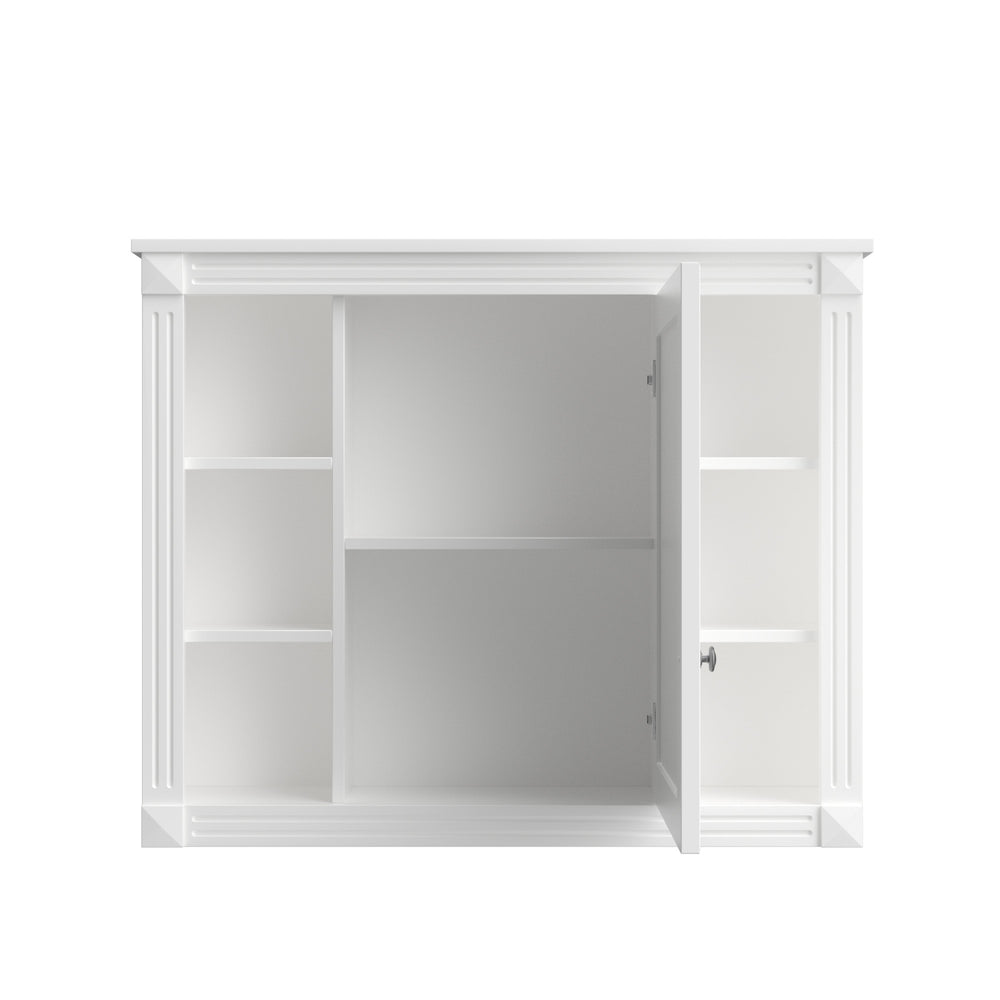 Sleek Mirror Storage Cabinet with Open Shelves