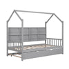 Cozy Gray House Bed with Trundle for Kids