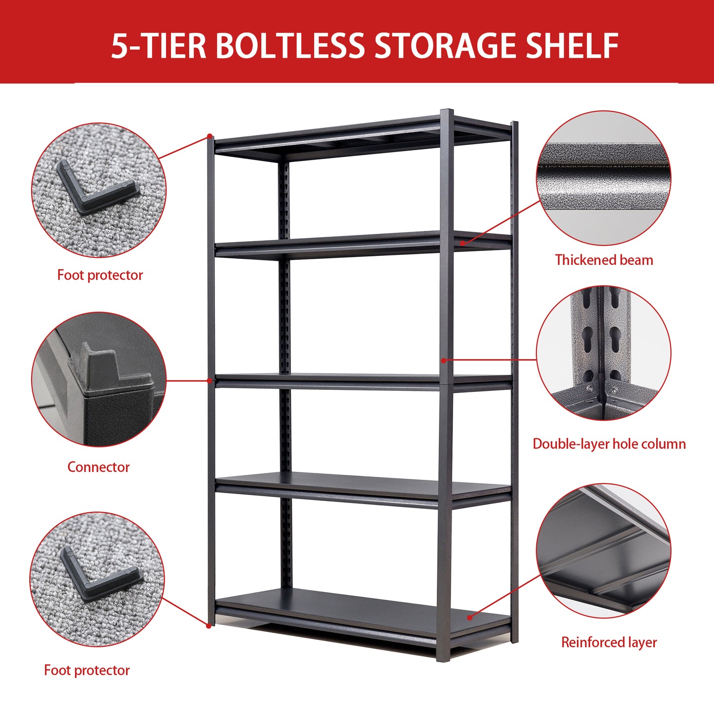 Sturdy 5-Tier Heavy Duty Garage Shelf