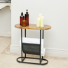 Chic Acacia Oval Side Tables with Magazine Storage