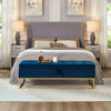 Chic Navy Velvet Storage Bench