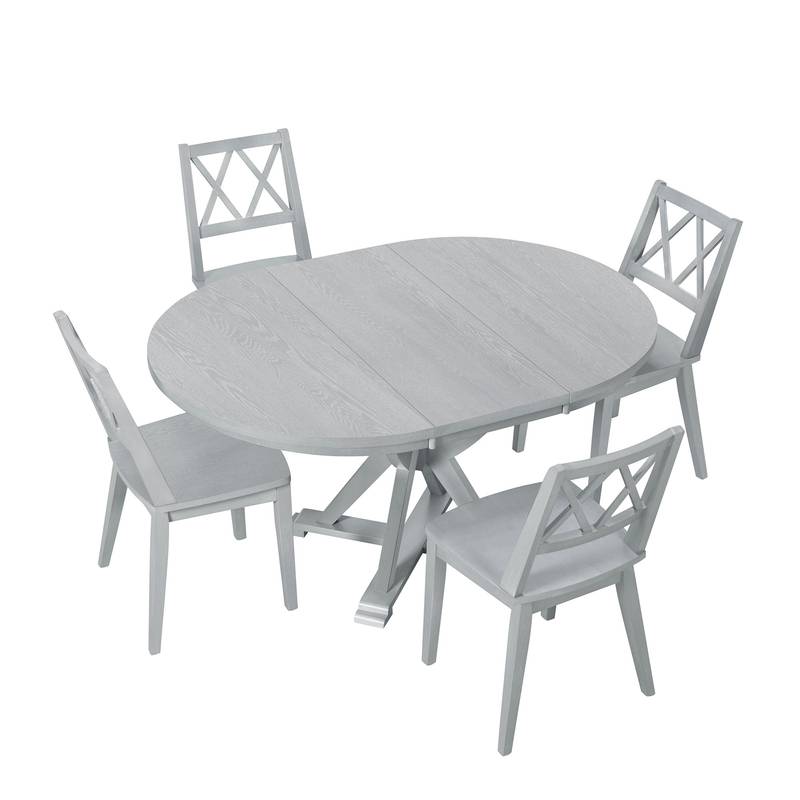 Chic Extendable Round Dining Set with Cross Back Chairs